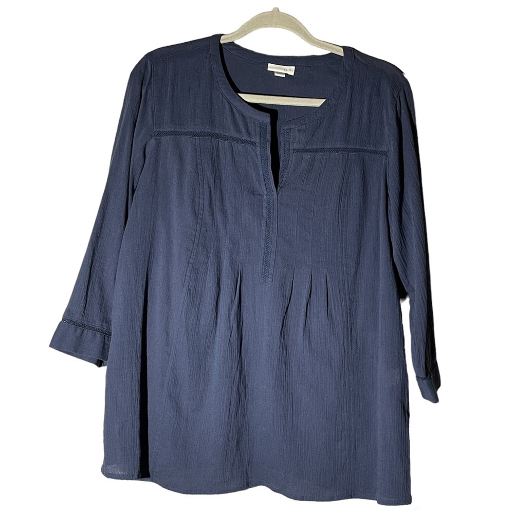 Women’s J.‎ Jill Size Large Blue 3/4 Sleeve Lightweight Blouse